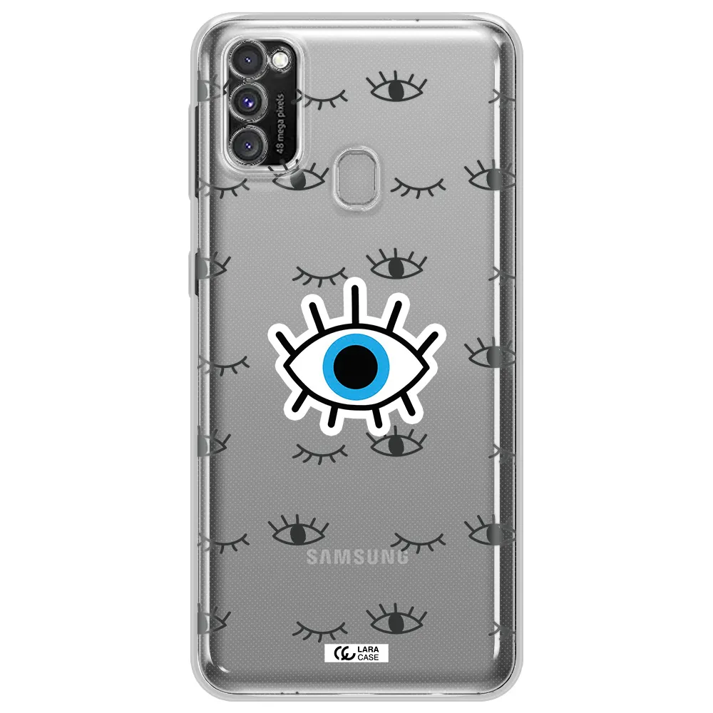 A Blue Eye With Black Eyeballs And Eyelashes Samsung M30S Clear Tpu Case
