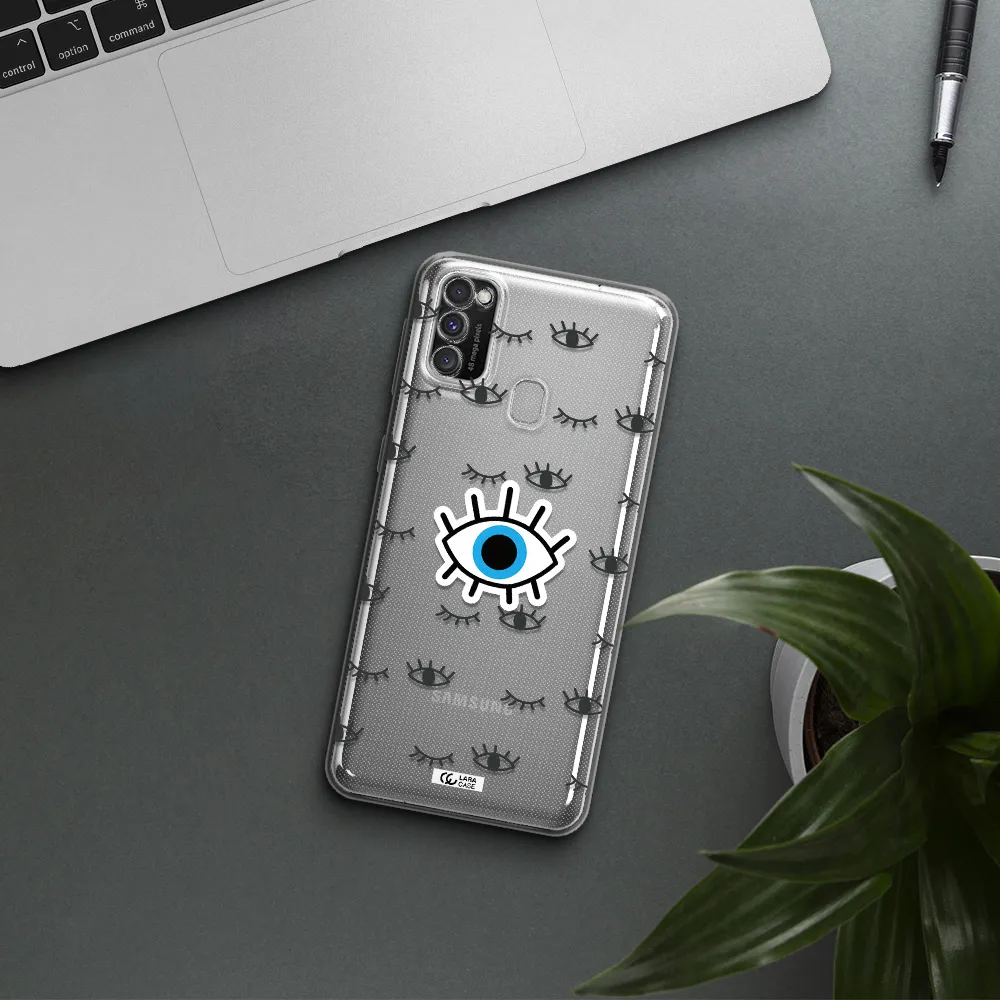 A Blue Eye With Black Eyeballs And Eyelashes Samsung M30S Clear Tpu Case