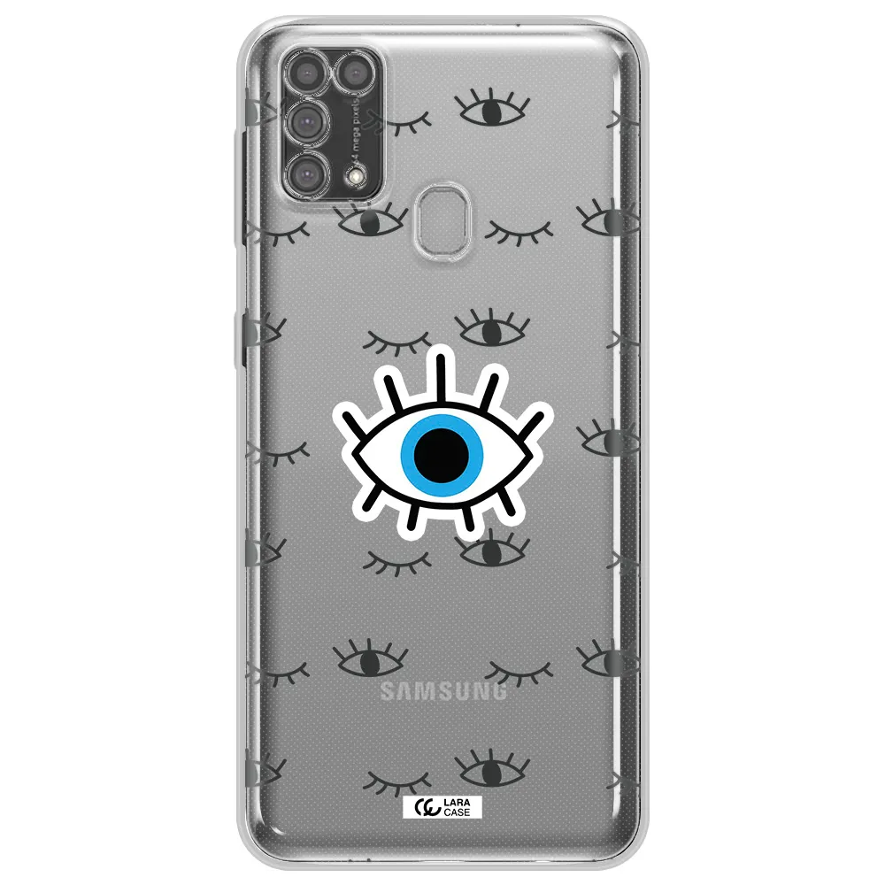 A Blue Eye With Black Eyeballs And Eyelashes Samsung M31 Clear Tpu Case