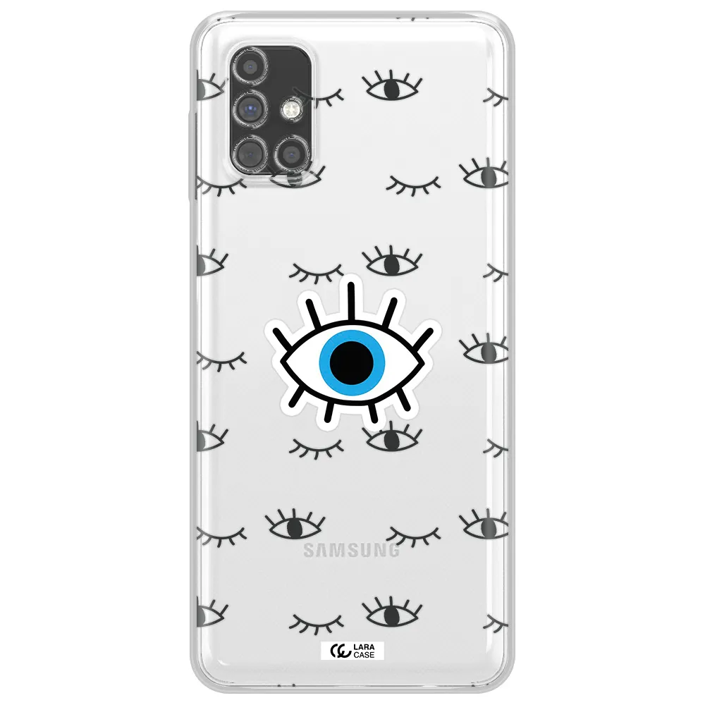 A Blue Eye With Black Eyeballs And Eyelashes Samsung M31S Clear Tpu Case