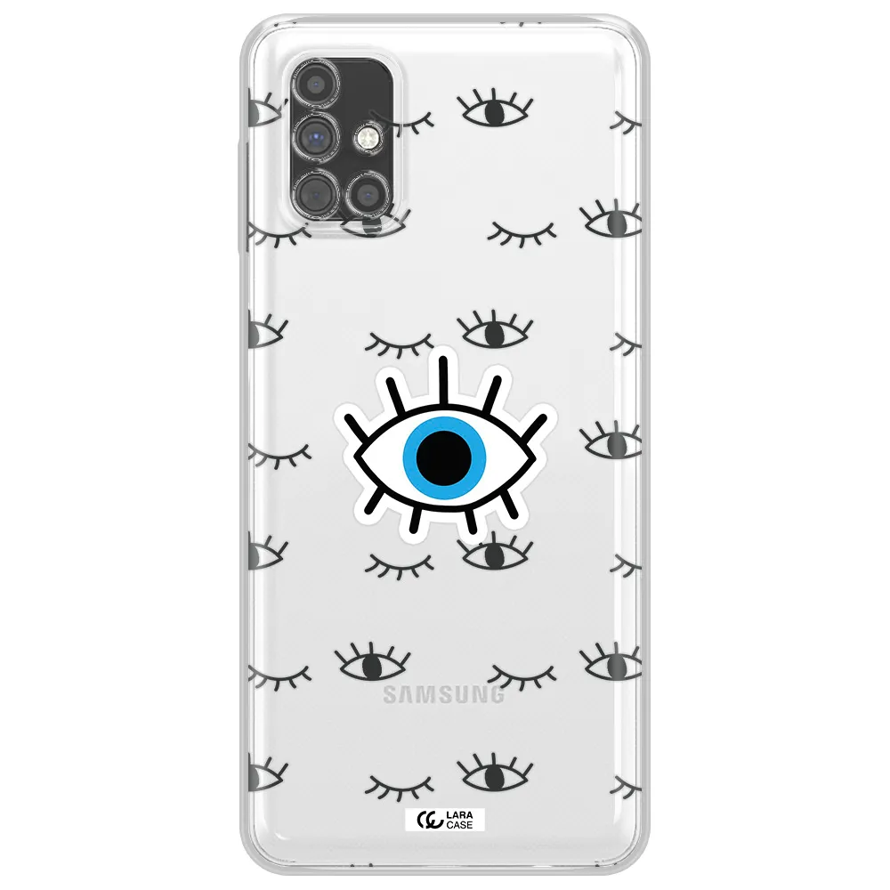 A Blue Eye With Black Eyeballs And Eyelashes Samsung M51 Clear Tpu Case