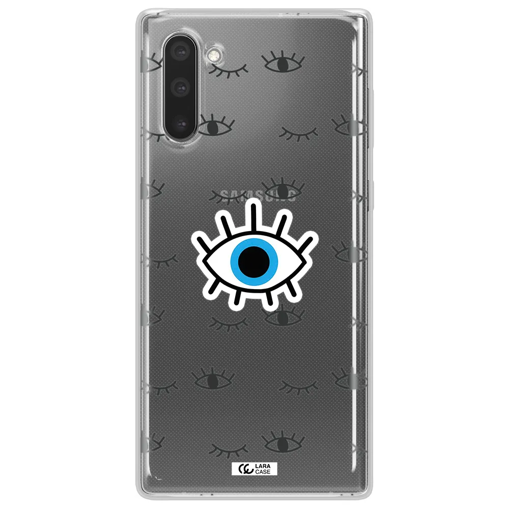 A Blue Eye With Black Eyeballs And Eyelashes Samsung Note 10 Clear Tpu Case