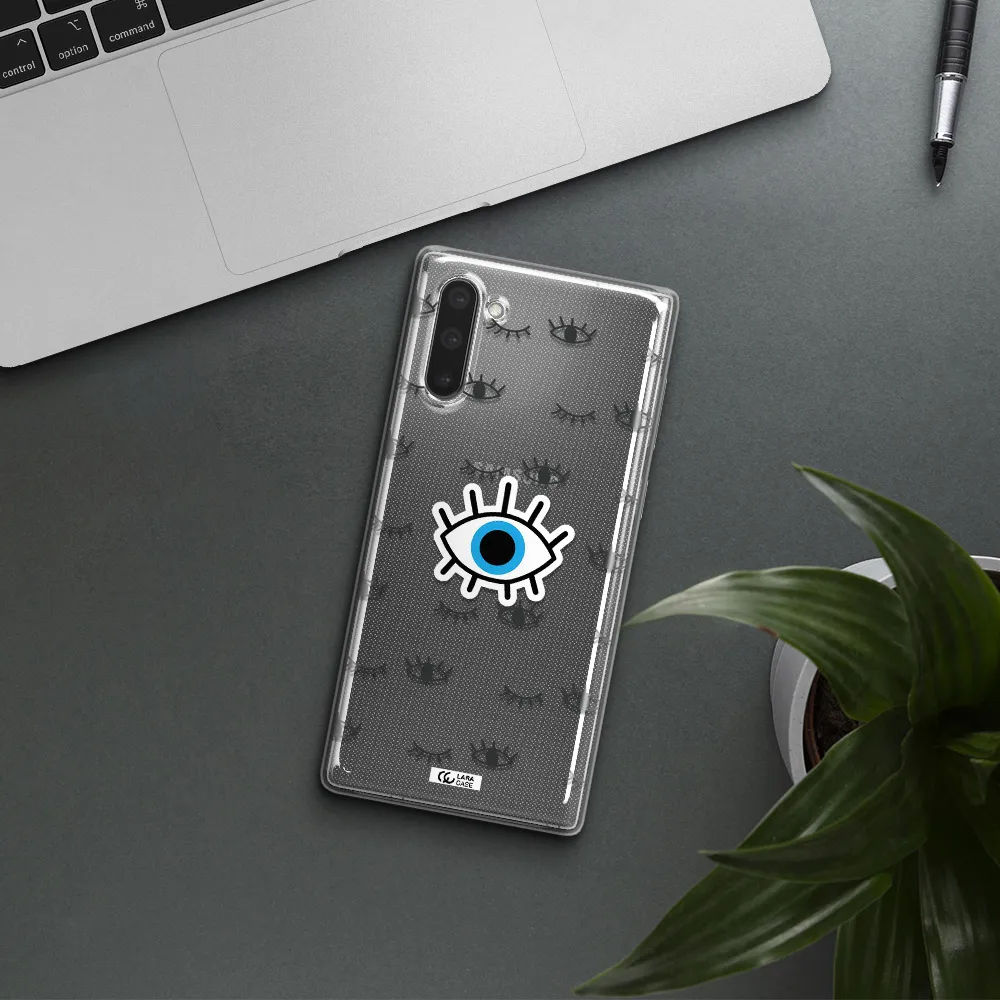 A Blue Eye With Black Eyeballs And Eyelashes Samsung Note 10 Clear Tpu Case