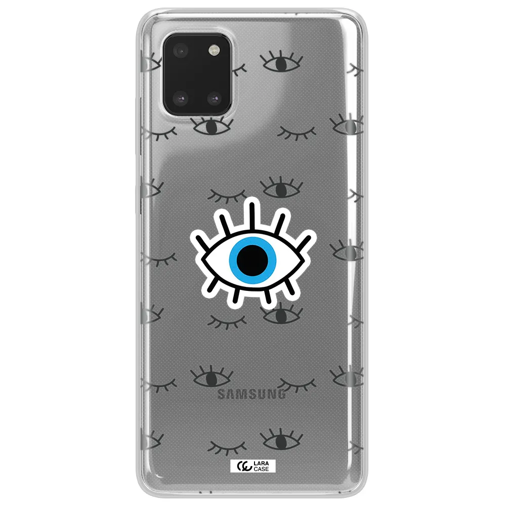 A Blue Eye With Black Eyeballs And Eyelashes Samsung Note 10 Lite Clear Tpu Case