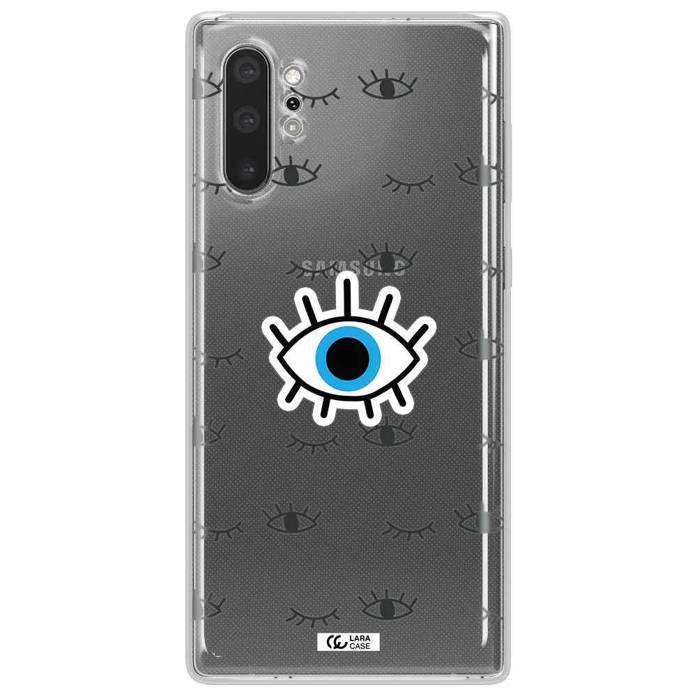 A Blue Eye With Black Eyeballs And Eyelashes Samsung Note 10 Plus Clear Tpu Case