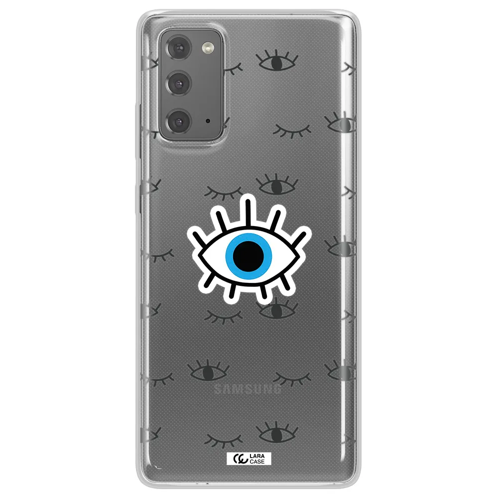 A Blue Eye With Black Eyeballs And Eyelashes Samsung Note 20 Clear Tpu Case