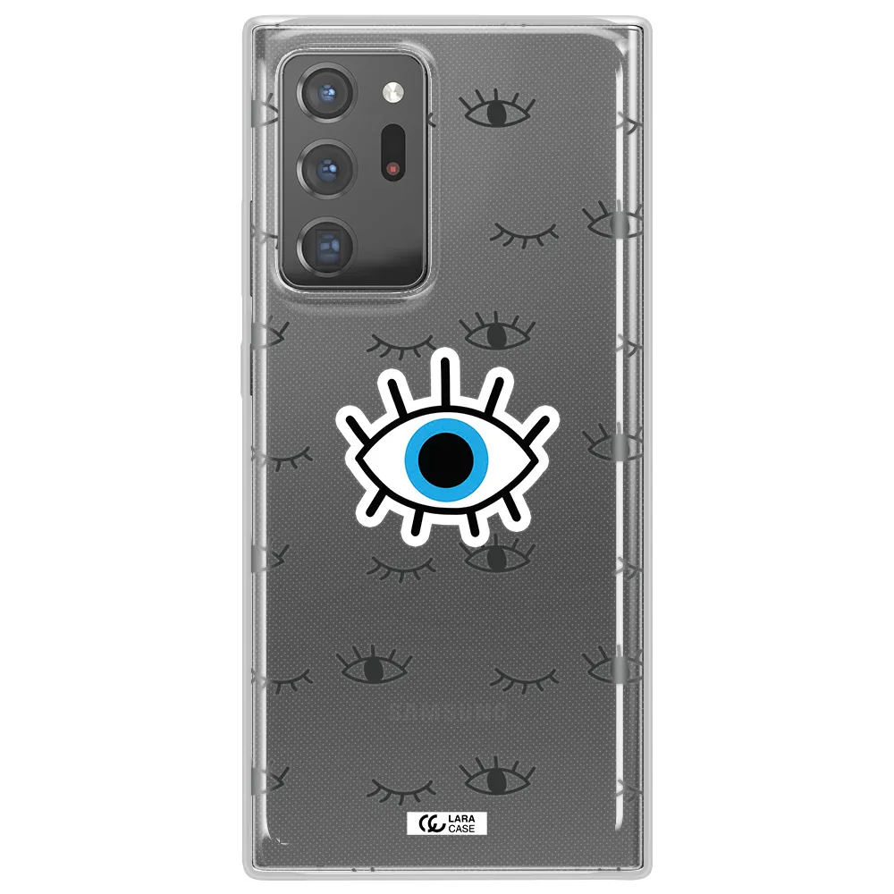 A Blue Eye With Black Eyeballs And Eyelashes Samsung Note 20 Ultra Clear Tpu Case