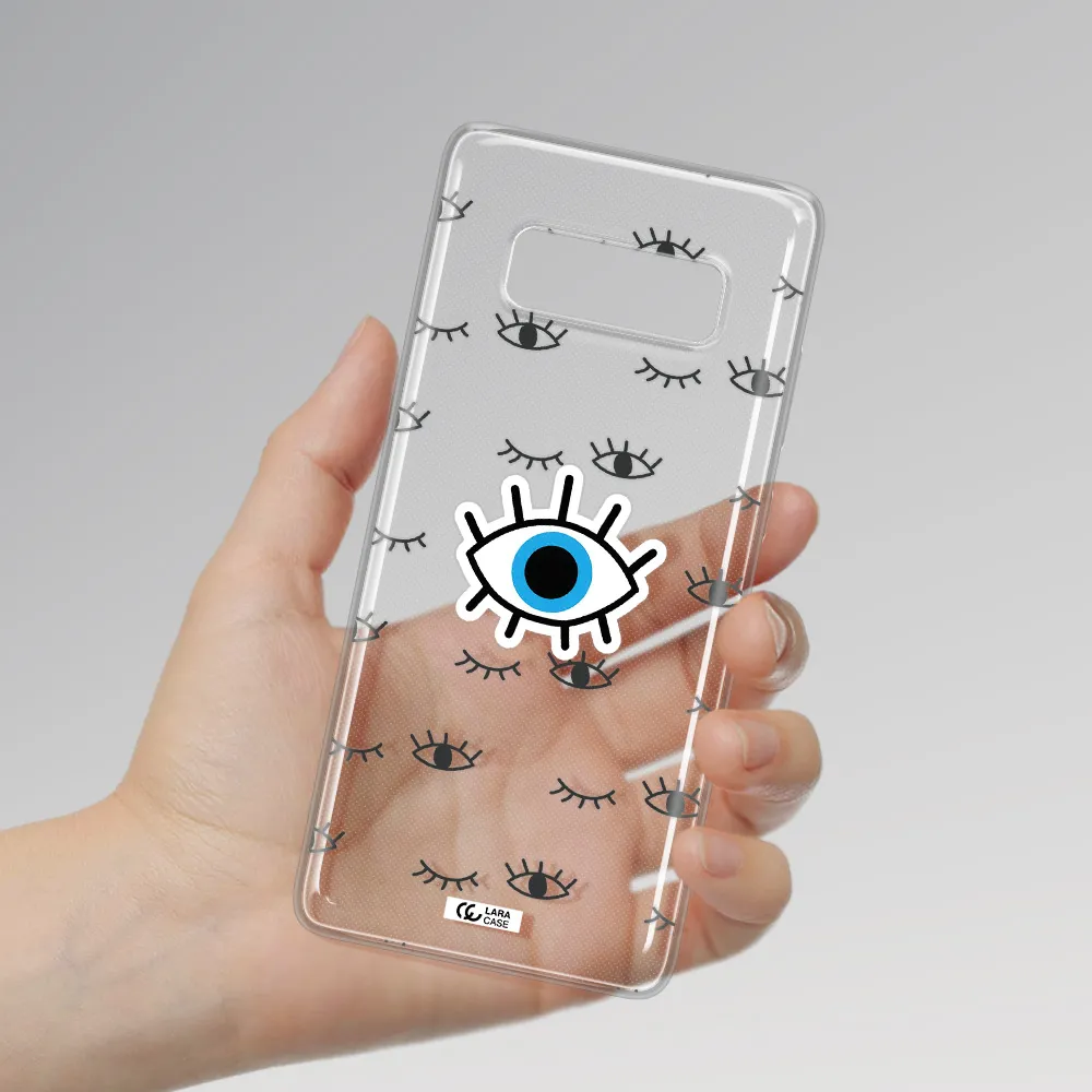 A Blue Eye With Black Eyeballs And Eyelashes Samsung Note 8 Clear Tpu Case