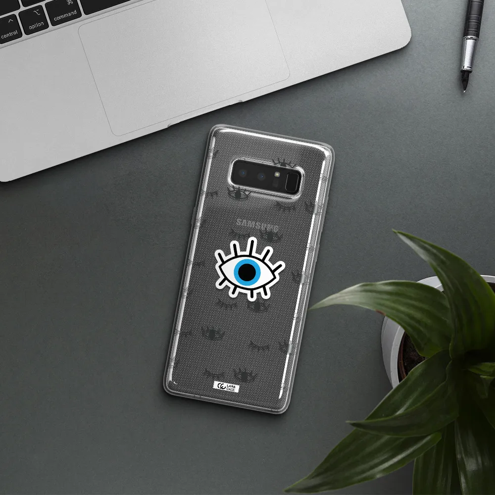 A Blue Eye With Black Eyeballs And Eyelashes Samsung Note 8 Clear Tpu Case
