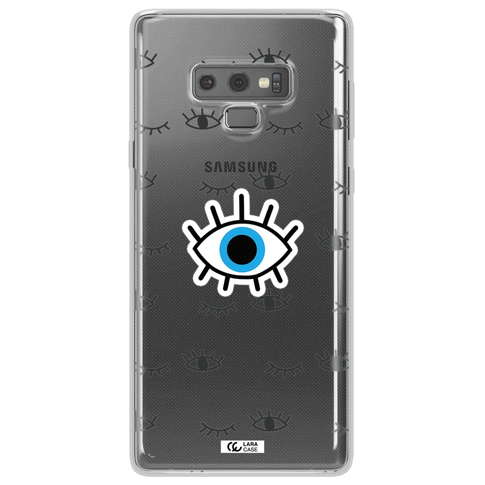A Blue Eye With Black Eyeballs And Eyelashes Samsung Note 9 Clear Tpu Case