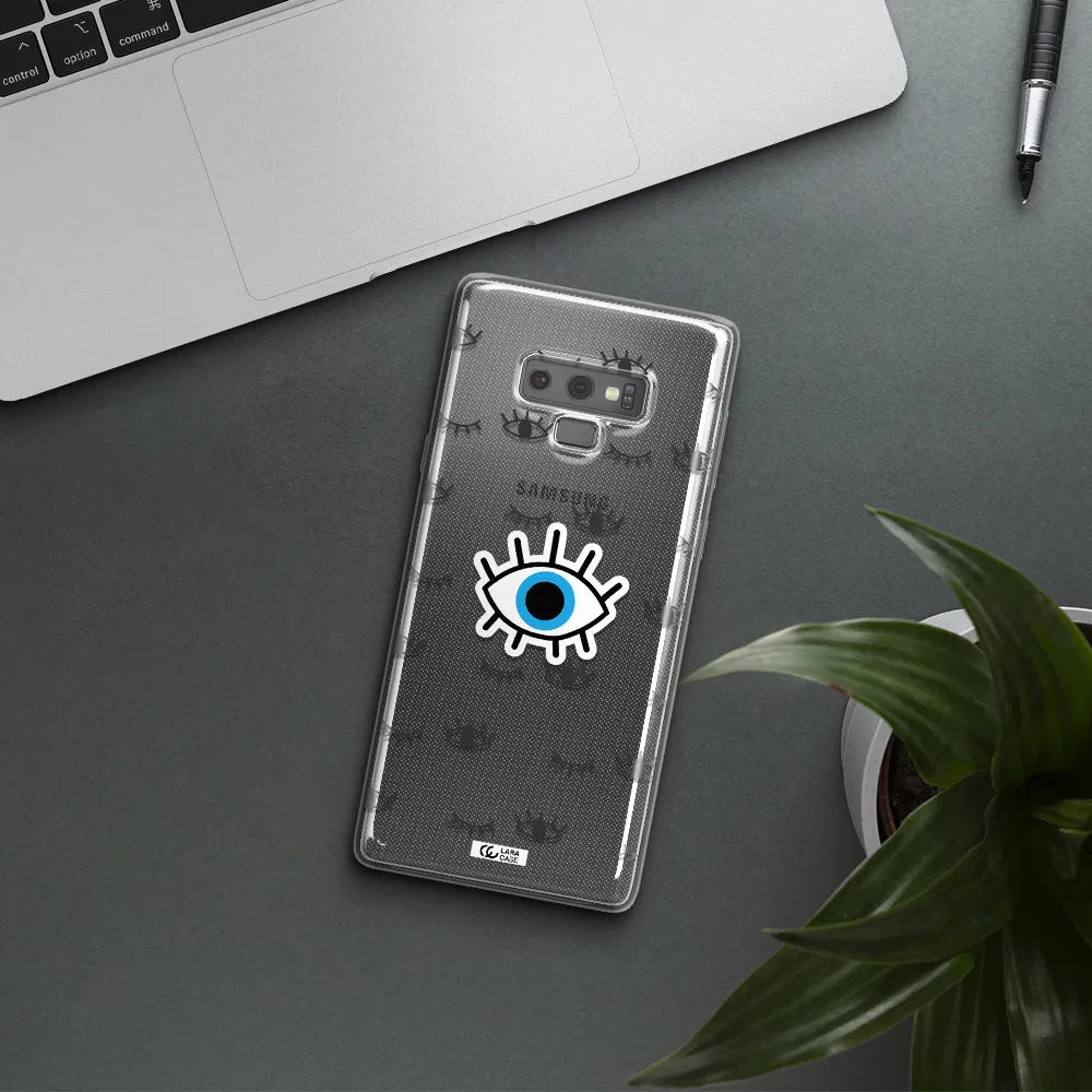 A Blue Eye With Black Eyeballs And Eyelashes Samsung Note 9 Clear Tpu Case