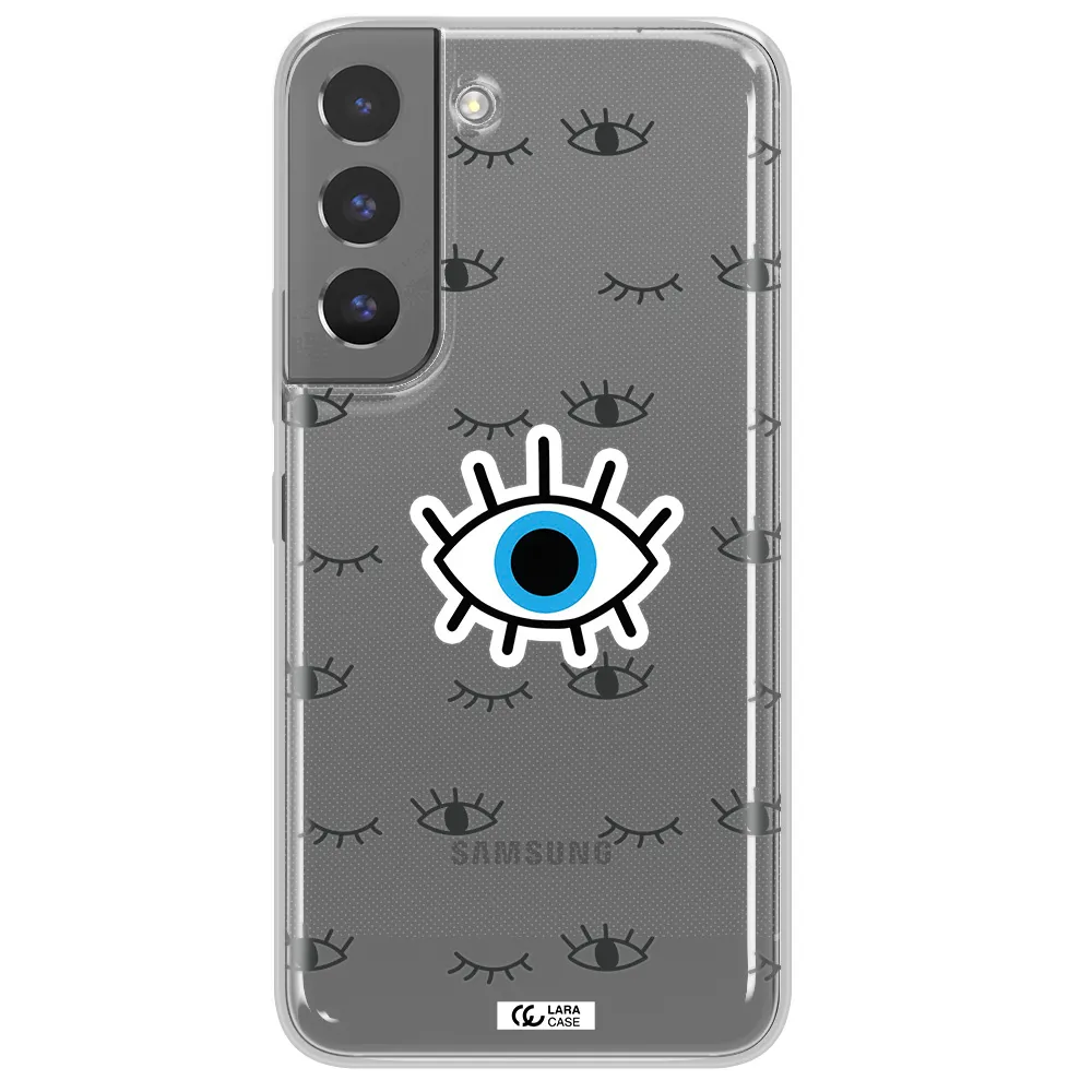 A Blue Eye With Black Eyeballs And Eyelashes Samsung S 22 Plus Clear Tpu Case