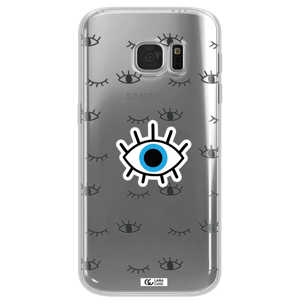 A Blue Eye With Black Eyeballs And Eyelashes Samsung S 7 Clear Tpu Case