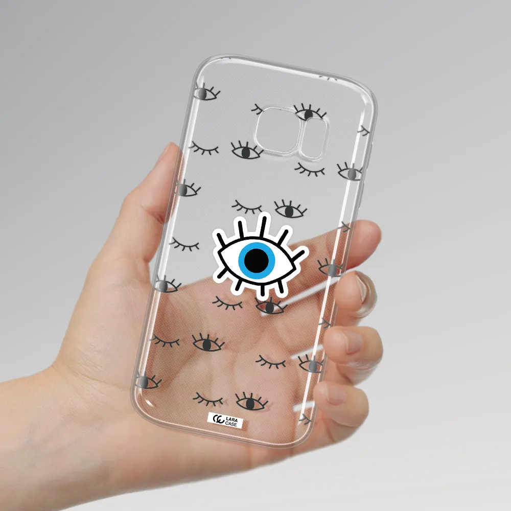 A Blue Eye With Black Eyeballs And Eyelashes Samsung S 7 Clear Tpu Case