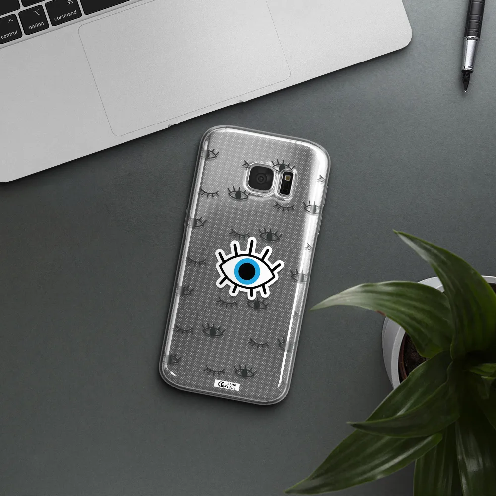 A Blue Eye With Black Eyeballs And Eyelashes Samsung S 7 Clear Tpu Case