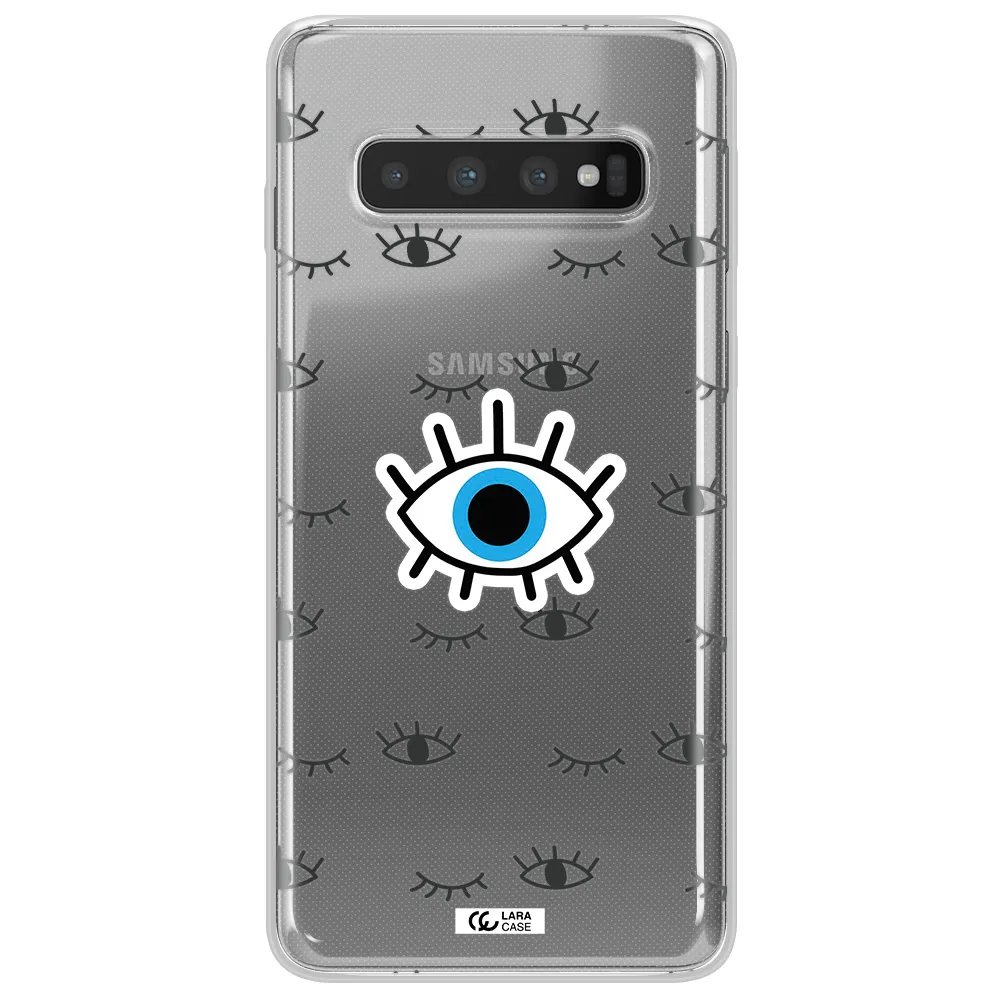 A Blue Eye With Black Eyeballs And Eyelashes Samsung S10 Plus Clear Tpu Case
