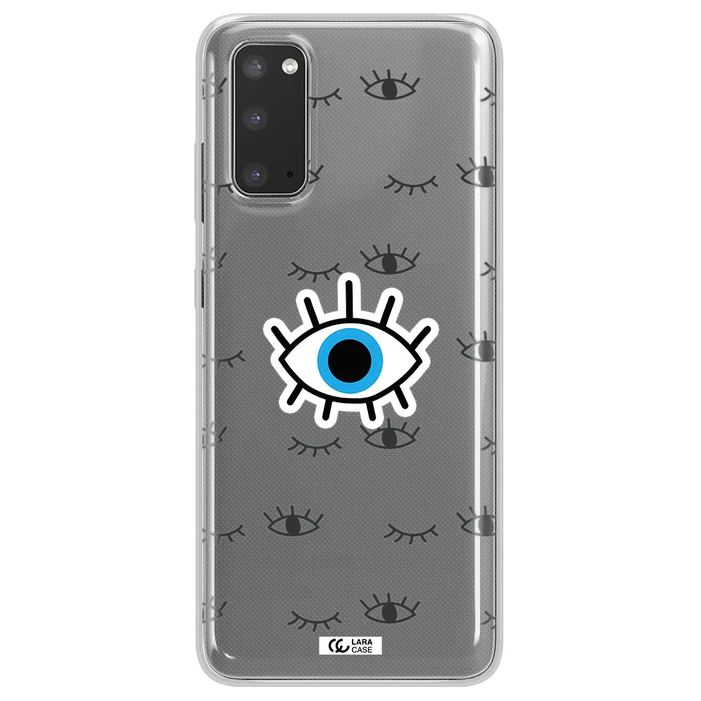 A Blue Eye With Black Eyeballs And Eyelashes Samsung S20 Clear Tpu Case