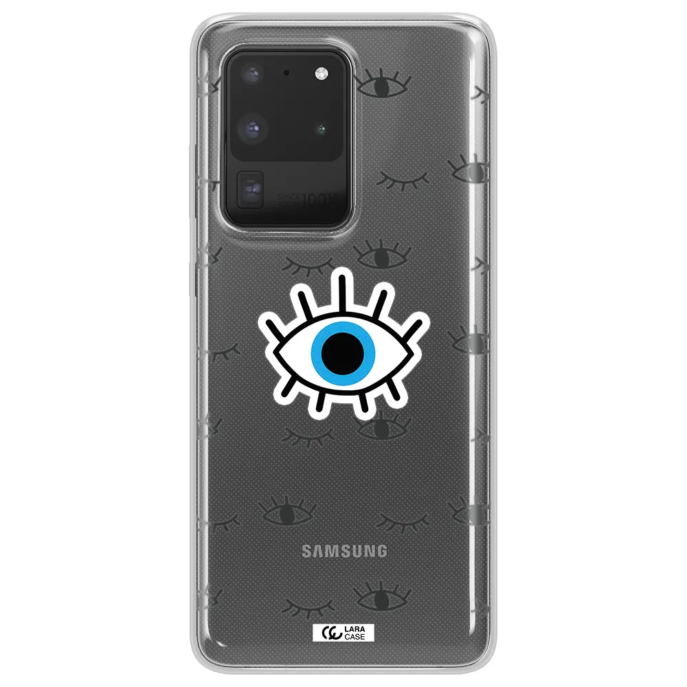 A Blue Eye With Black Eyeballs And Eyelashes Samsung S20 Ultra Clear Tpu Case