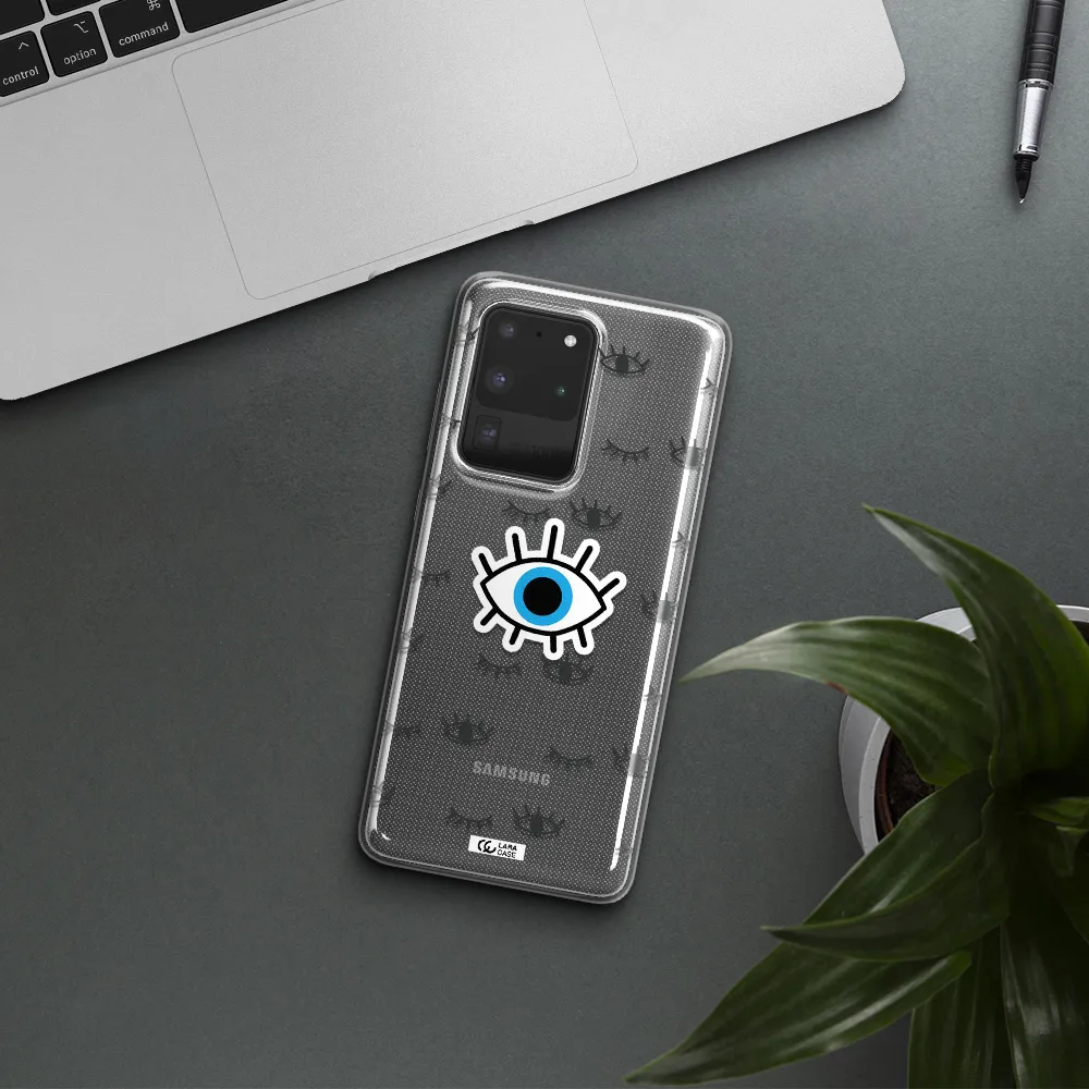 A Blue Eye With Black Eyeballs And Eyelashes Samsung S20 Ultra Clear Tpu Case