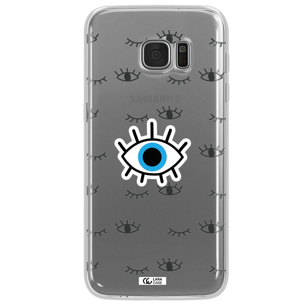 A Blue Eye With Black Eyeballs And Eyelashes Samsung S7 Edge Clear Tpu Case