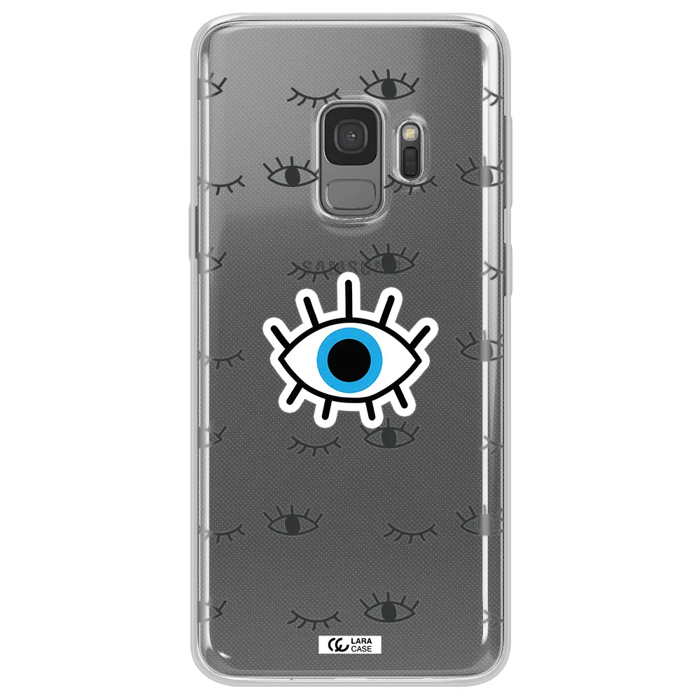 A Blue Eye With Black Eyeballs And Eyelashes Samsung S9 Clear Tpu Case