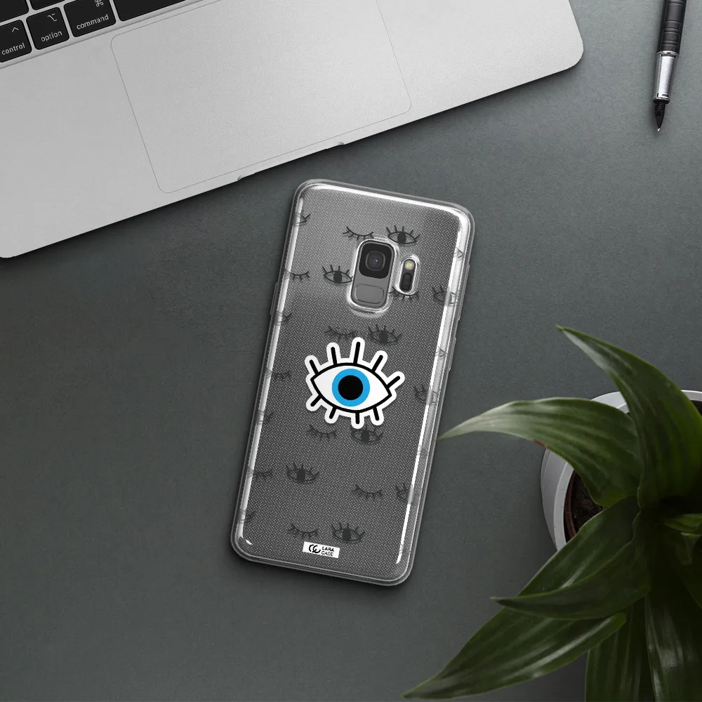 A Blue Eye With Black Eyeballs And Eyelashes Samsung S9 Clear Tpu Case