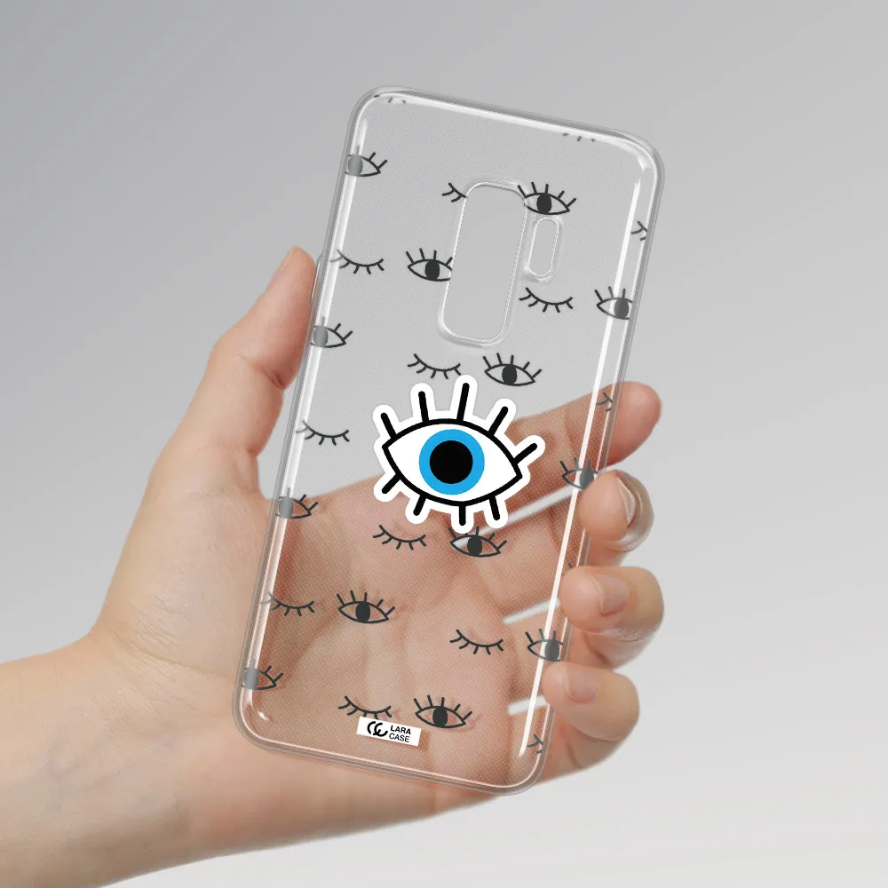 A Blue Eye With Black Eyeballs And Eyelashes Samsung S9 Plus Clear Tpu Case
