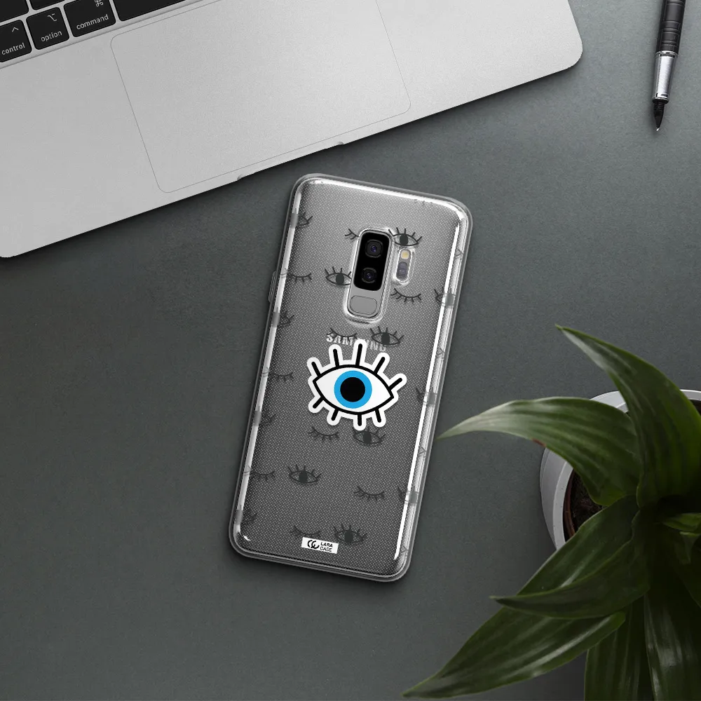 A Blue Eye With Black Eyeballs And Eyelashes Samsung S9 Plus Clear Tpu Case