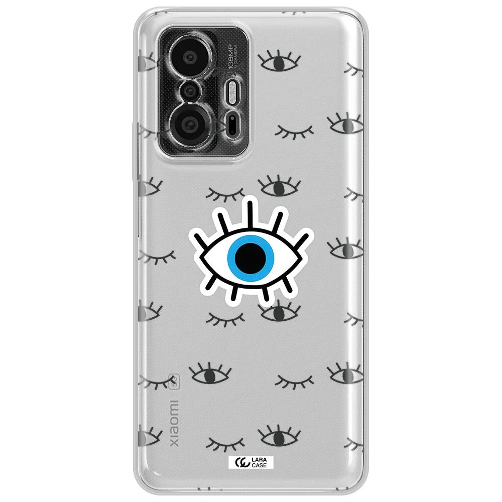 A Blue Eye With Black Eyeballs And Eyelashes Xiaomi 11T Pro Clear Tpu Case