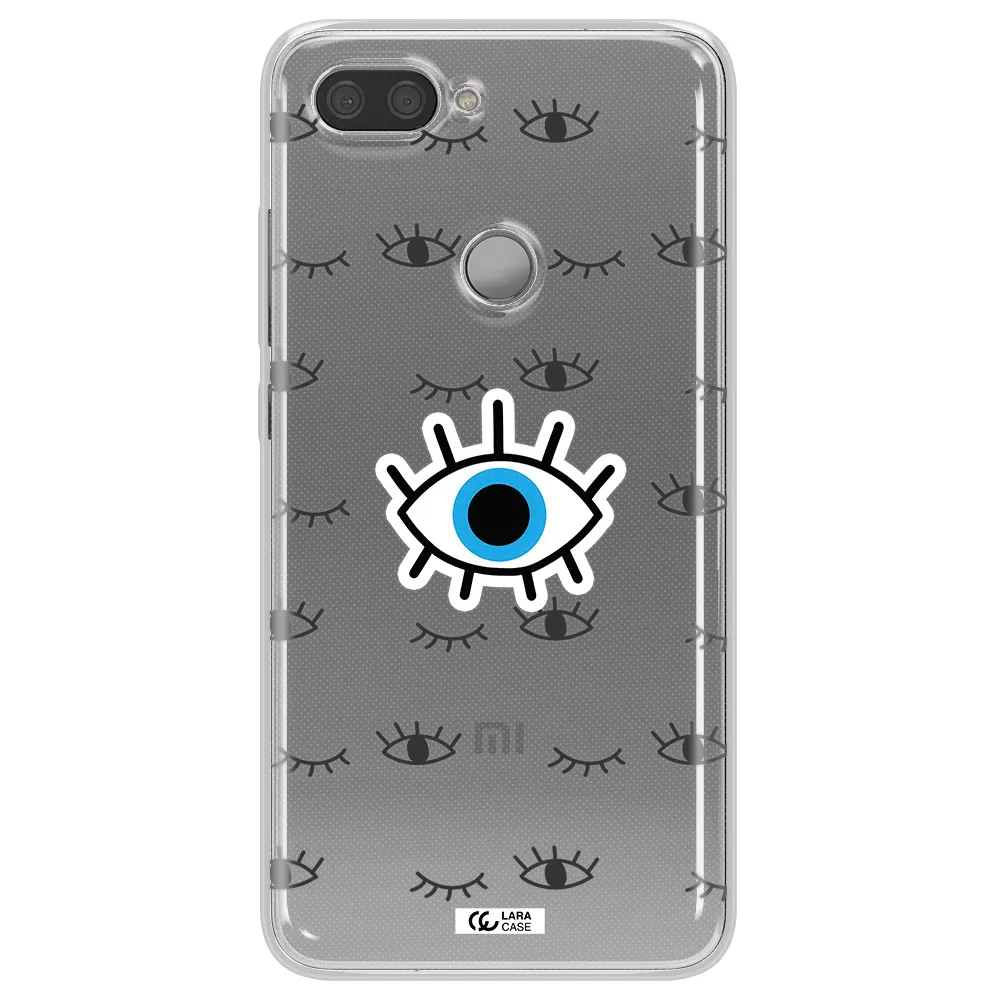 A Blue Eye With Black Eyeballs And Eyelashes Xiaomi Mi 8 Lite Clear Tpu Case