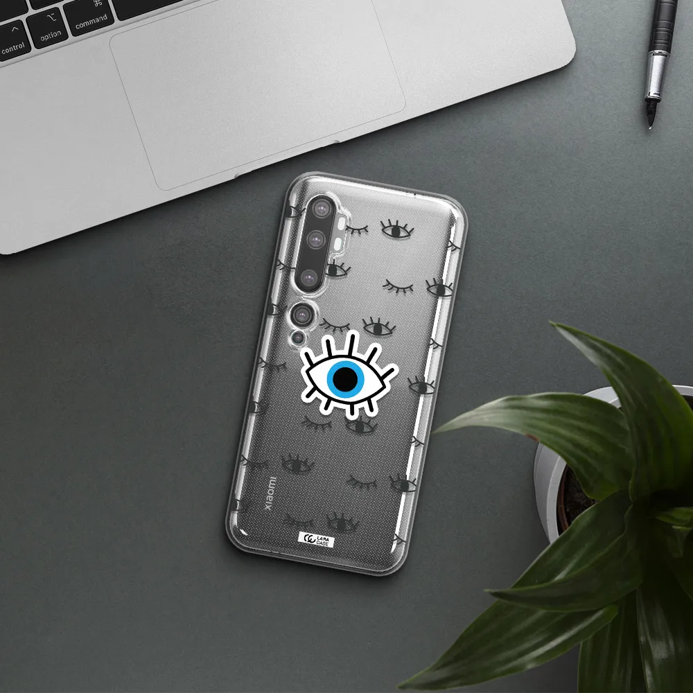 A Blue Eye With Black Eyeballs And Eyelashes Xiaomi Mi Note 10 Clear Tpu Case