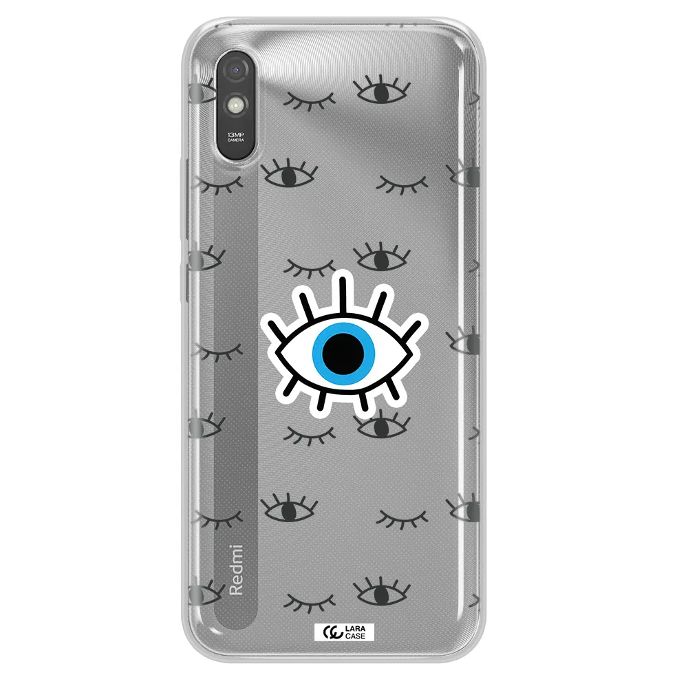A Blue Eye With Black Eyeballs And Eyelashes Xiaomi Redmi 9A Clear Tpu Case