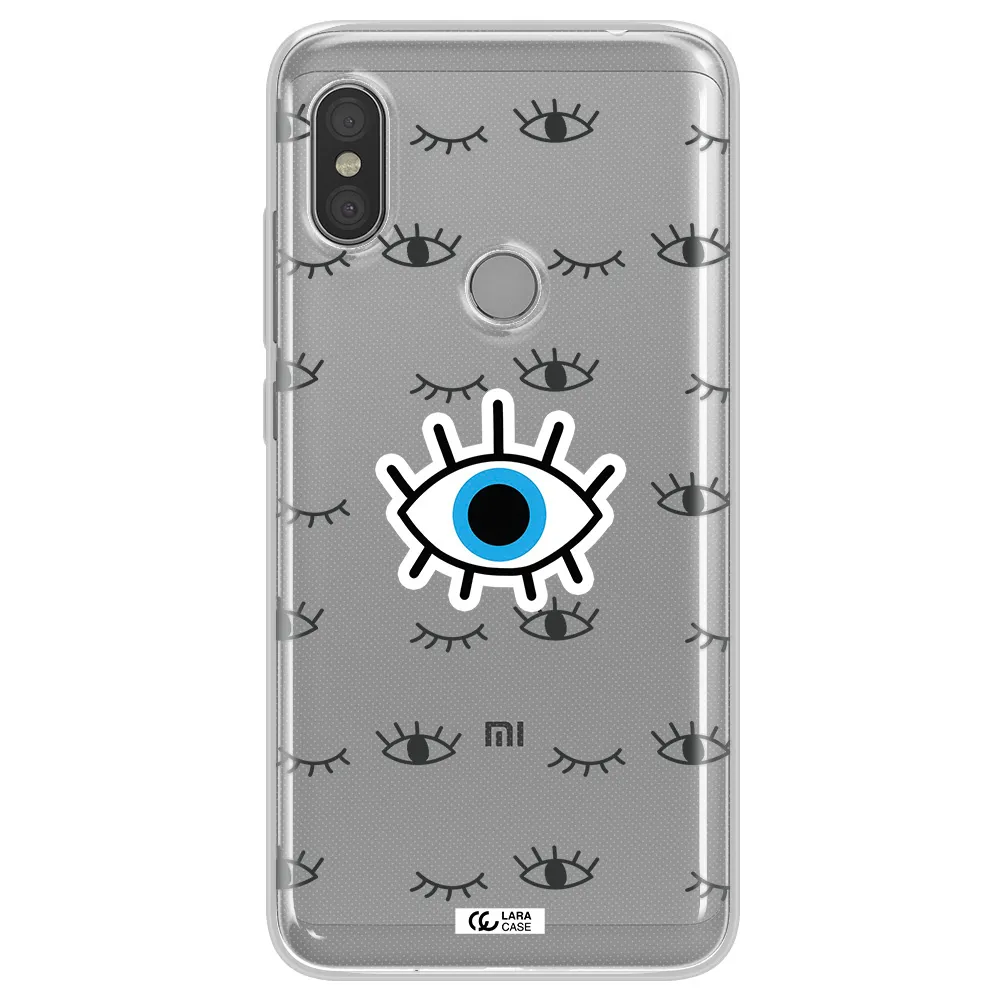 A Blue Eye With Black Eyeballs And Eyelashes Xiaomi Redmi Note 6 Pro Clear Tpu Case