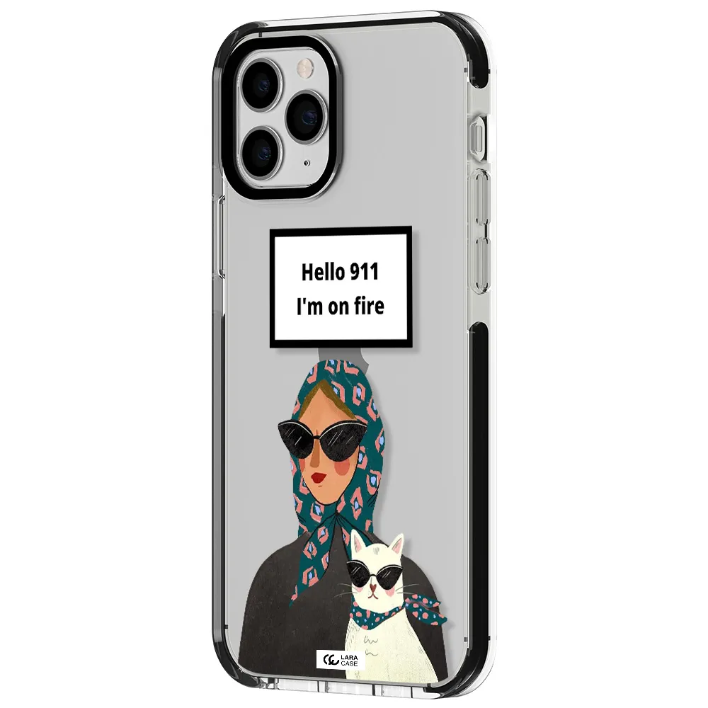 911 Apple iPhone 11 pro max impact black border Case