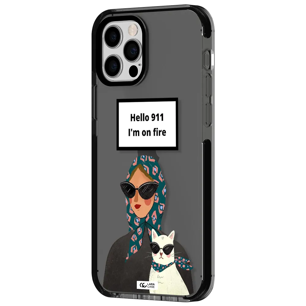 911 Apple iPhone 12 pro impact Smoke Black Case