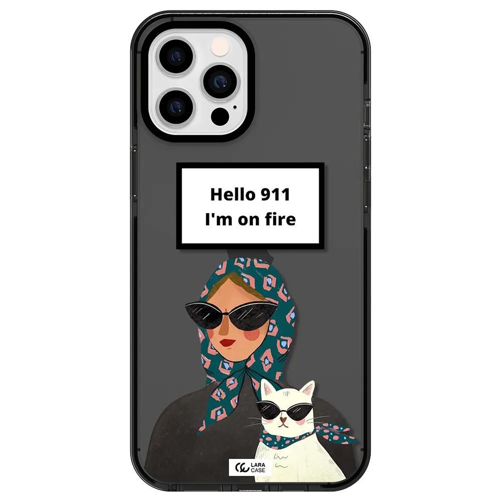 911 Apple iPhone 12 pro max impact Smoke Black Case