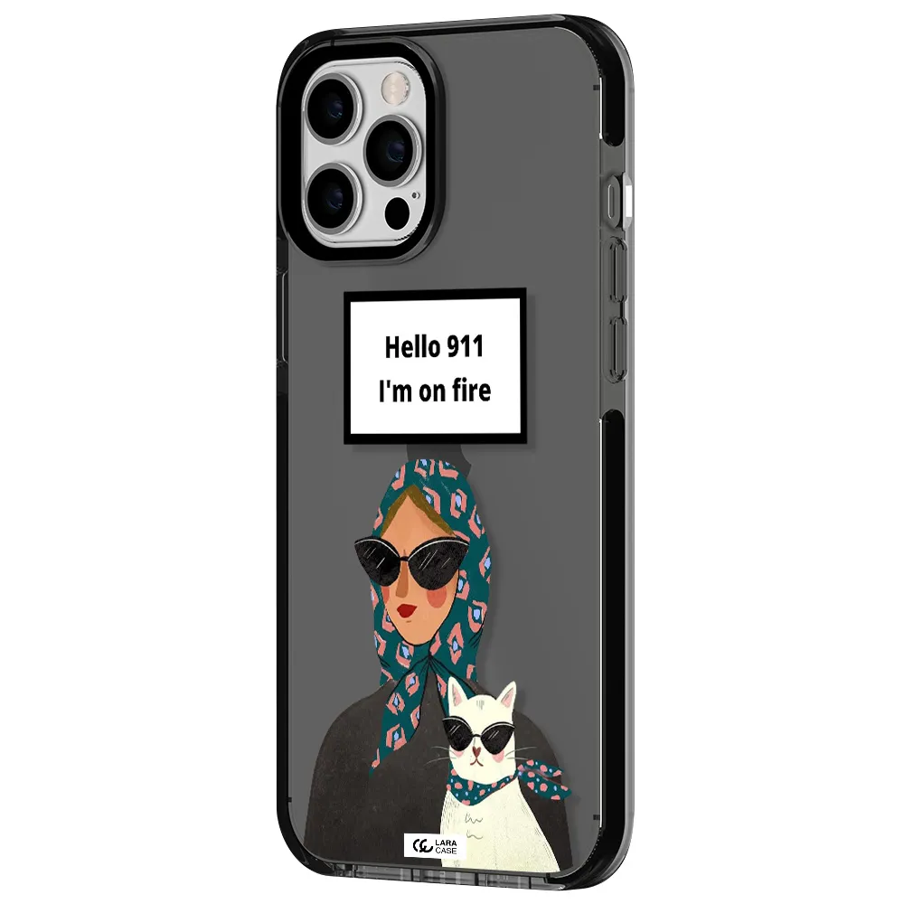 911 Apple iPhone 12 pro max impact Smoke Black Case