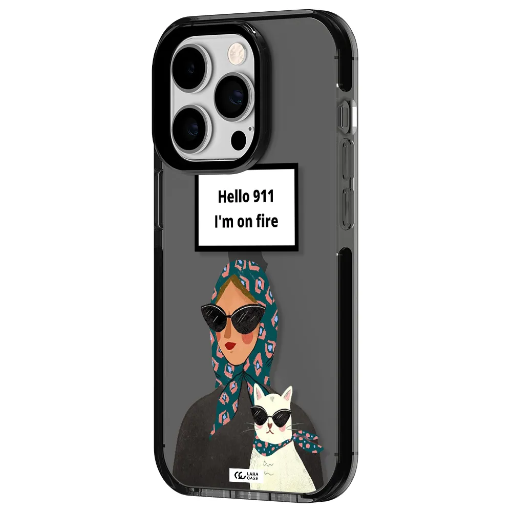 911 Apple iPhone 14 pro impact Smoke Black Case