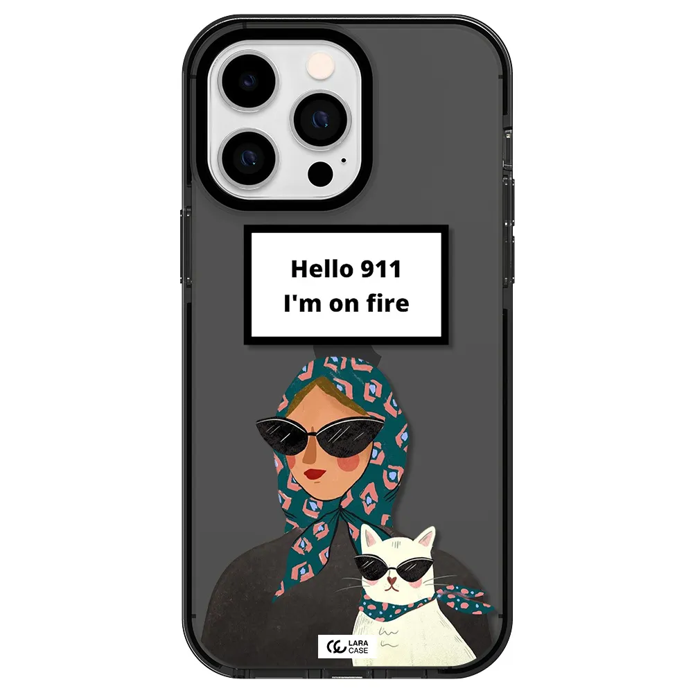 911 Apple iPhone 14 pro max impact Smoke Black Case