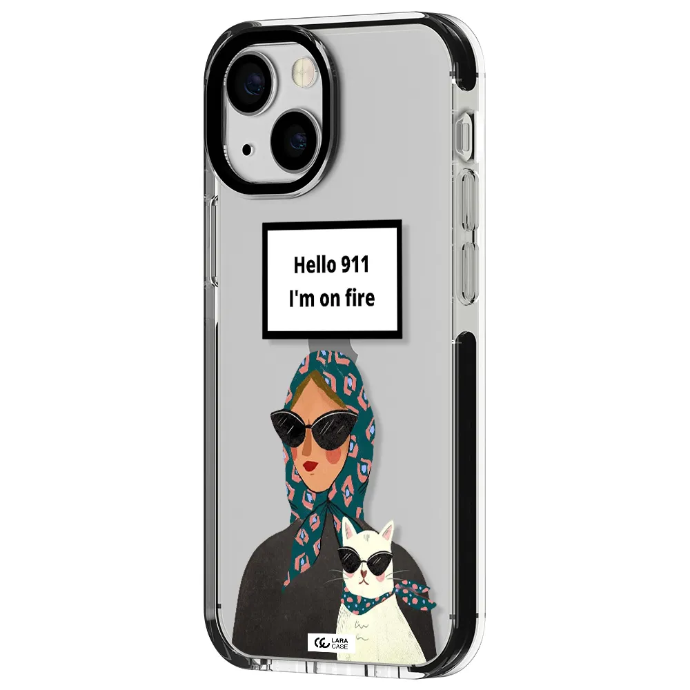 911 Apple iPhone 15 impact black border Case