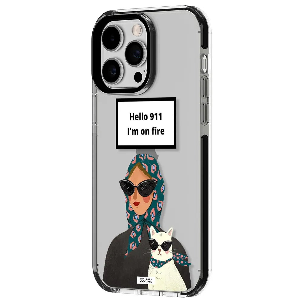 911 Apple iPhone 15 Pro Max impact black border Case