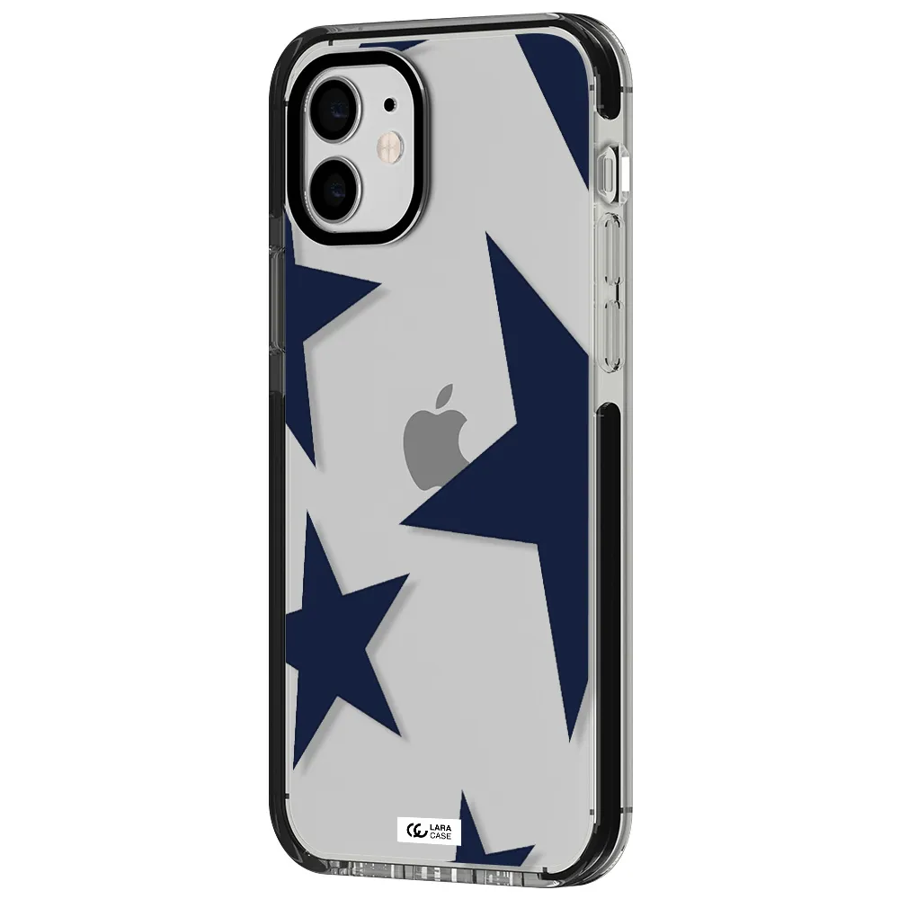 Blue Navy Stars Apple iPhone 11 impact black border Case