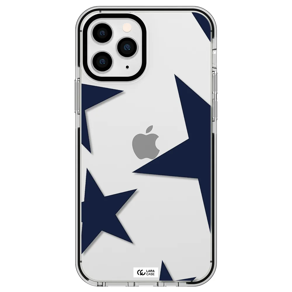 Blue Navy Stars Apple iPhone 11 pro impact black border Case