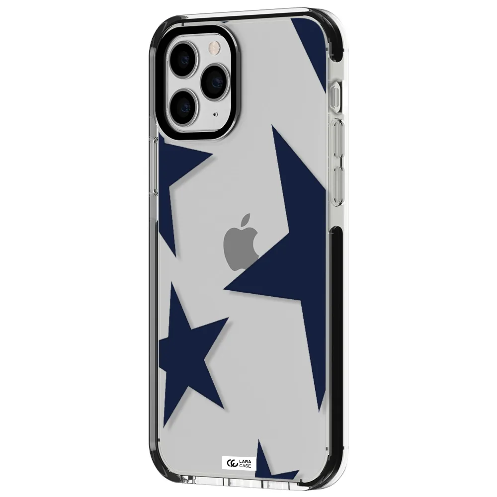 Blue Navy Stars Apple iPhone 11 pro impact black border Case