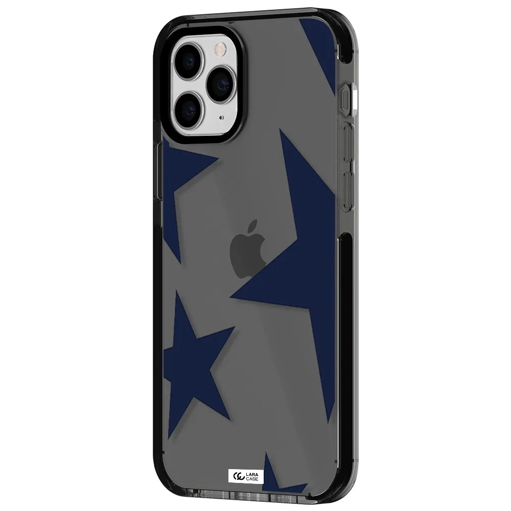 Blue Navy Stars Apple iPhone 11 pro impact Smoke Black Case