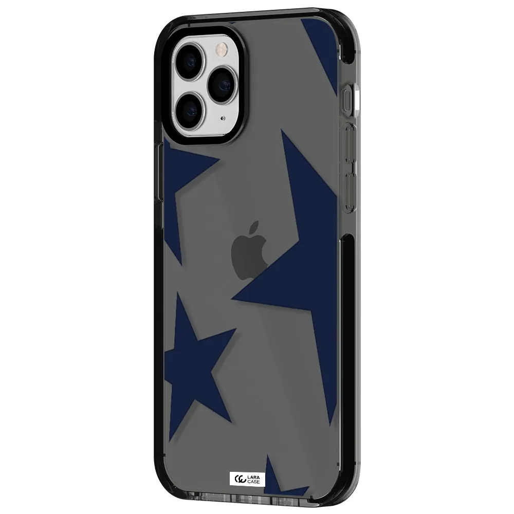 Blue Navy Stars Apple iPhone 11 pro max impact Smoke Black Case