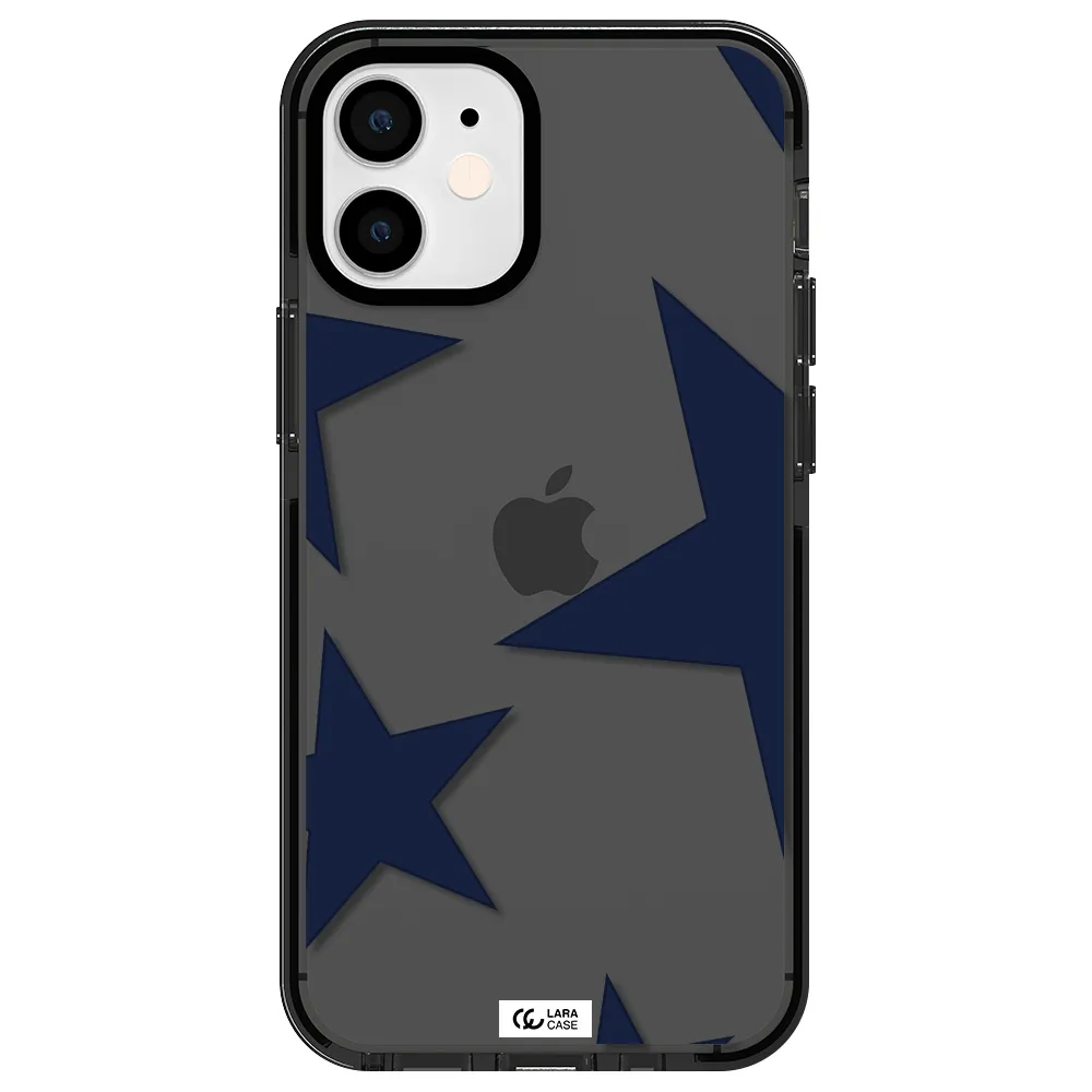 Blue Navy Stars Apple iPhone 12 mini impact Smoke Black Case