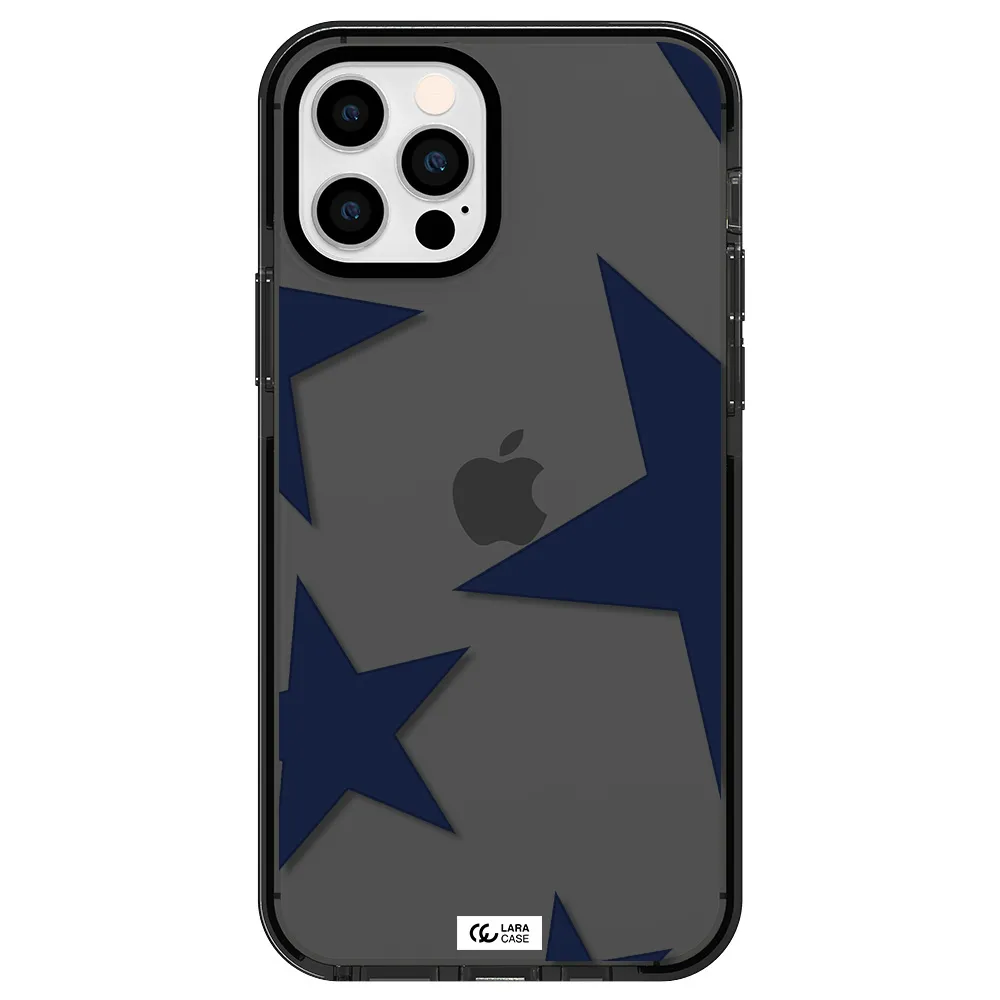 Blue Navy Stars Apple iPhone 12 pro impact Smoke Black Case