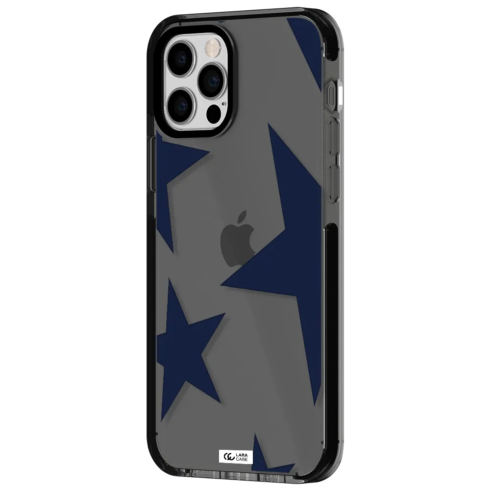 Blue Navy Stars Apple iPhone 12 pro impact Smoke Black Case
