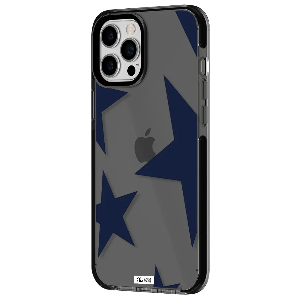 Blue Navy Stars Apple iPhone 12 pro max impact Smoke Black Case